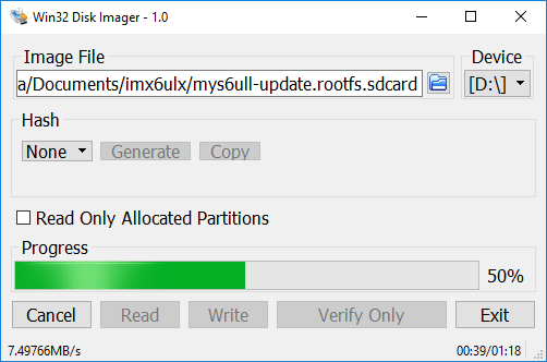 Win32DiskImage write sdcard image file